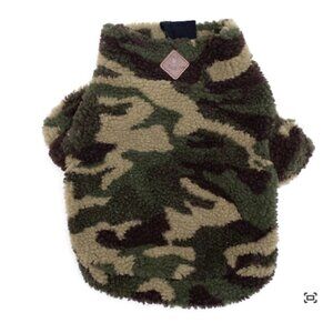 NWT Worthy Dog Quarter Zip Printed Sherpa Dog Pullover GREEN CAMO LARGE